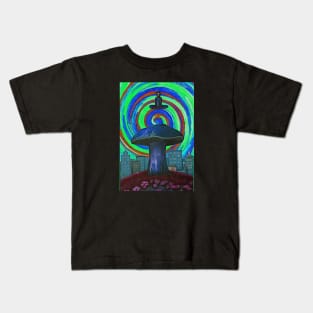 Satan Appears over Psychedelic Mushroom City 4 Kids T-Shirt